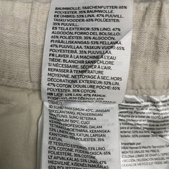 H&M Pants Women's L Tan Linen Pull On Beach Pockets Adjustable String Cropped. - Picture 12 of 14